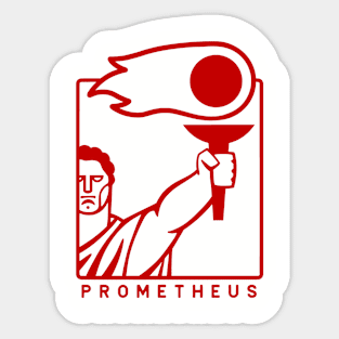 Minimalist art of Prometheus. For Geek mythology fans in red ink Sticker